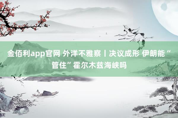 金佰利app官网 外洋不雅察丨决议成形 伊朗能“管住”霍尔木兹海峡吗