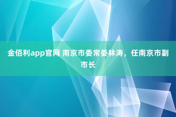 金佰利app官网 南京市委常委林涛，任南京市副市长