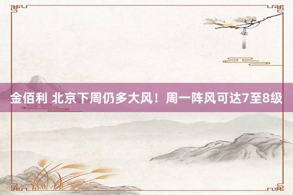 金佰利 北京下周仍多大风！周一阵风可达7至8级