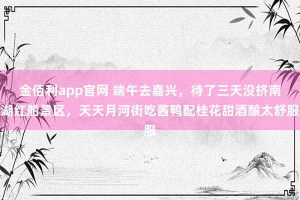 金佰利app官网 端午去嘉兴，待了三天没挤南湖红船景区，天天月河街吃酱鸭配桂花甜酒酿太舒服