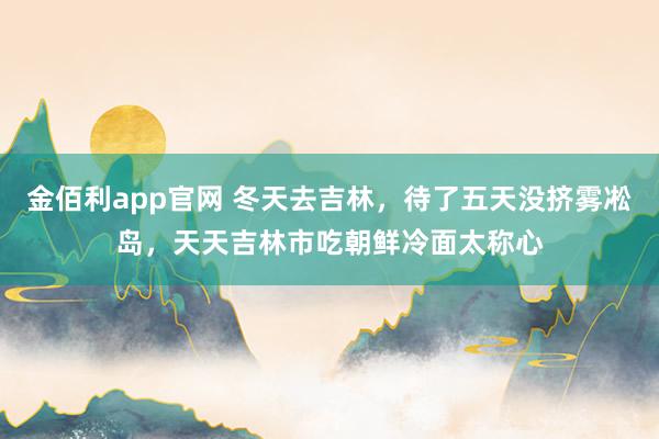 金佰利app官网 冬天去吉林，待了五天没挤雾凇岛，天天吉林市吃朝鲜冷面太称心