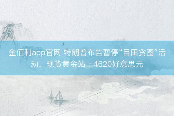 金佰利app官网 特朗普布告暂停“目田贪图”活动，现货黄金站上4620好意思元